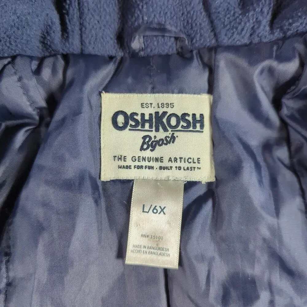 OshKosh B’gosh Girls L/6X Winter Coat Faux Fur Hood Gray Parka Cozy